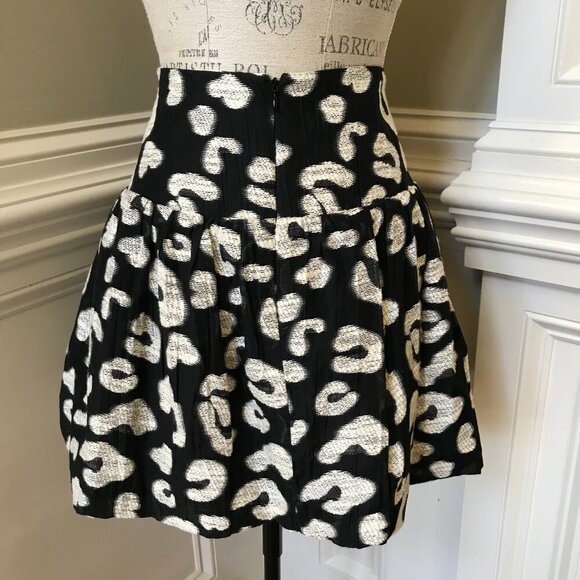 Hunter Bell London Mini Skirt Womens 8 Black Silver Cheetah High Rise A-Line - Picture 12 of 13